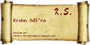 Krohn Sára névjegykártya