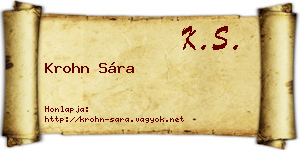Krohn Sára névjegykártya